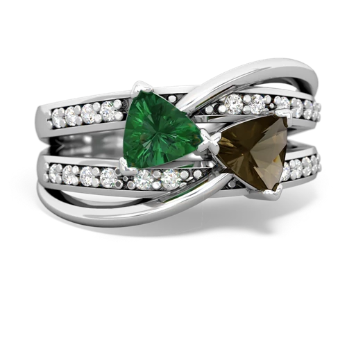 lab emerald-smoky quartz couture ring