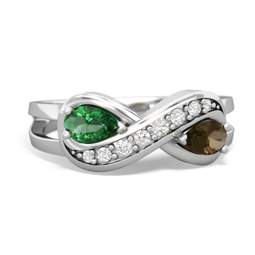 lab emerald-smoky quartz diamond infinity ring
