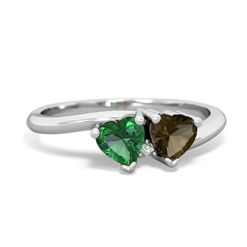 lab emerald-smoky quartz sweethearts promise ring