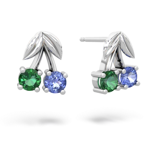 lab emerald-tanzanite cherries earrings
