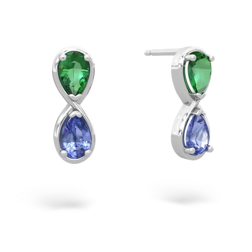 lab emerald-tanzanite infinity earrings