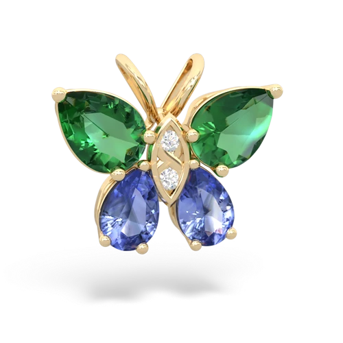 lab emerald-tanzanite butterfly pendant