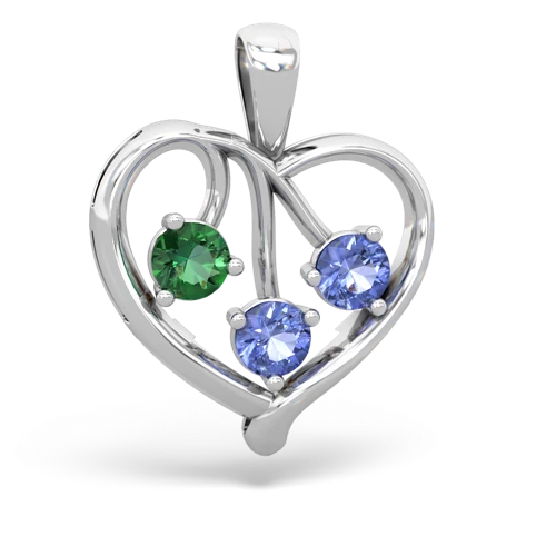 lab emerald-tanzanite love heart pendant