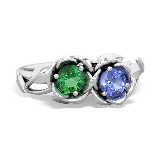 lab emerald-tanzanite roses ring