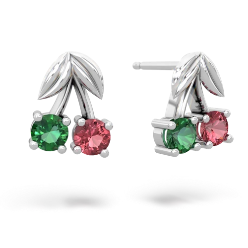 lab emerald-tourmaline cherries earrings