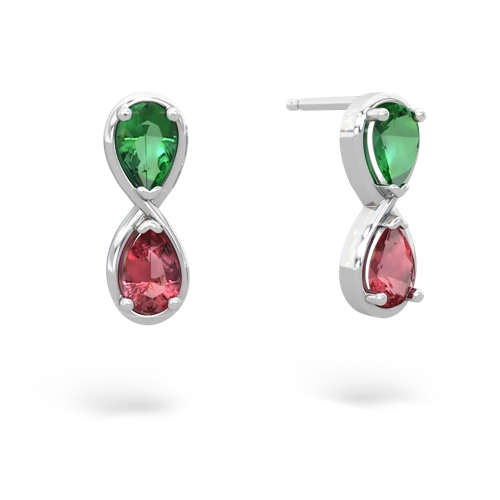 lab emerald-tourmaline infinity earrings