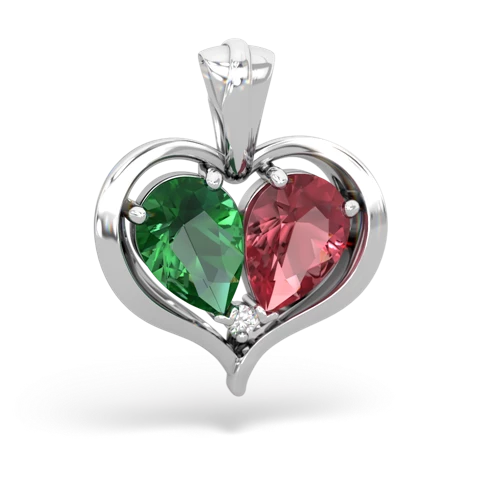 lab emerald-tourmaline half heart whole pendant