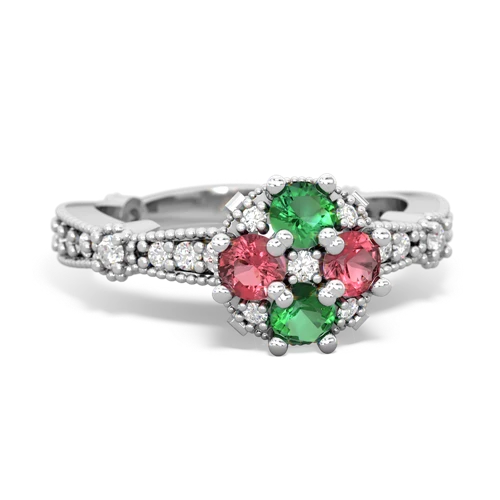 lab emerald-tourmaline art deco engagement ring
