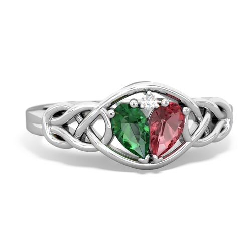 lab emerald-tourmaline celtic knot ring