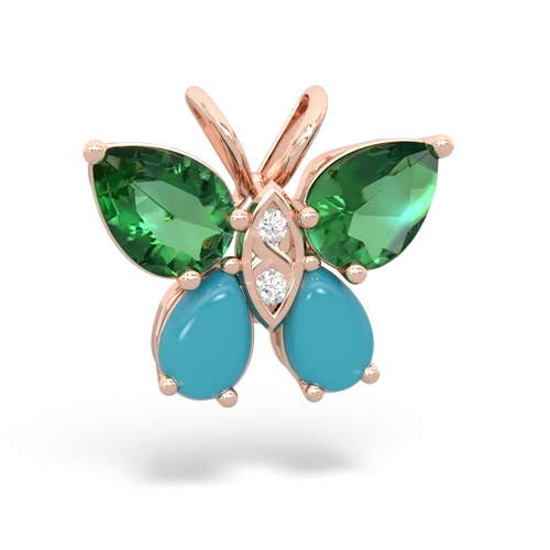 lab emerald-turquoise butterfly pendant