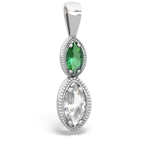 lab emerald-white topaz antique milgrain pendant