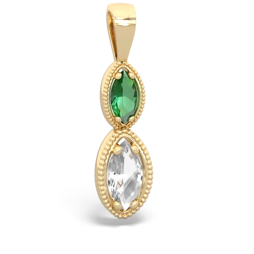 lab emerald-white topaz antique milgrain pendant