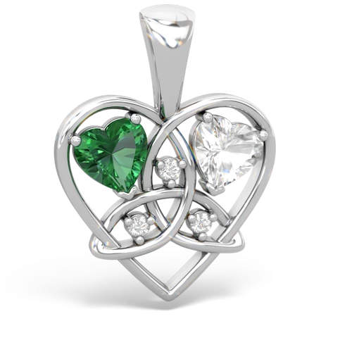lab emerald-white topaz celtic heart pendant