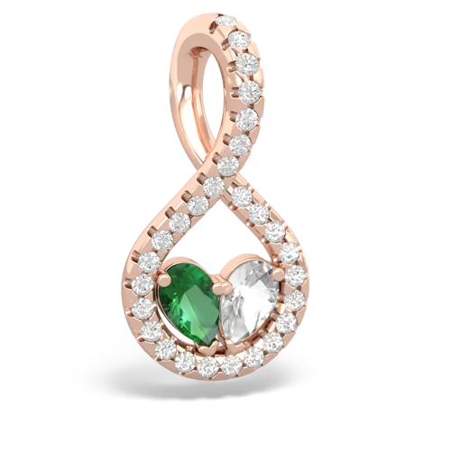 lab emerald-white topaz pave twist pendant