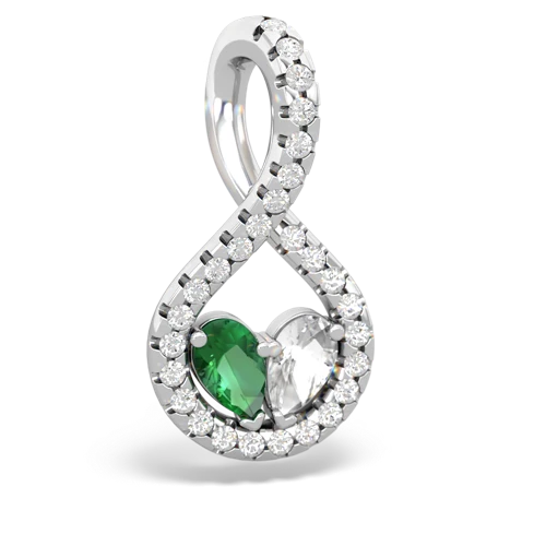 lab emerald-white topaz pave twist pendant