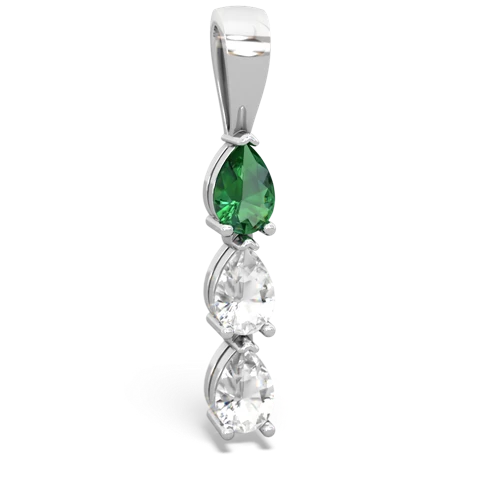 lab emerald-white topaz three stone pendant