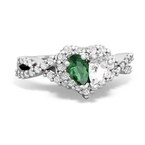 lab emerald-white topaz engagement ring