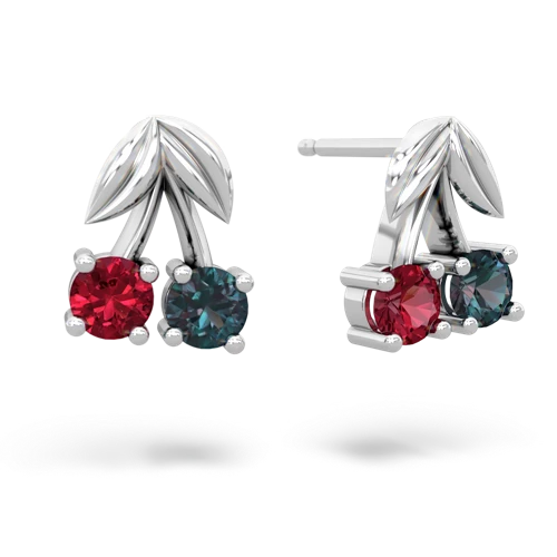 lab ruby-alexandrite cherries earrings