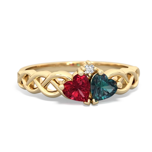 lab ruby-alexandrite celtic braid ring