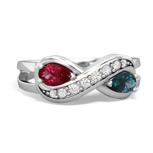 lab ruby-alexandrite diamond infinity ring