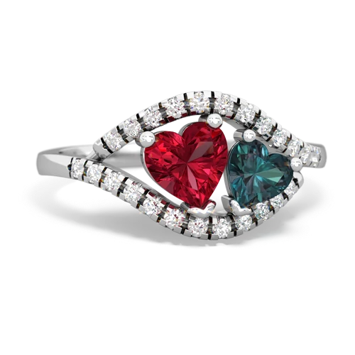 lab ruby-alexandrite mother child ring