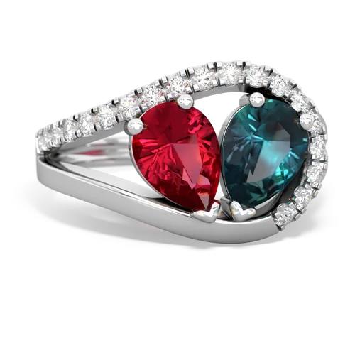 lab ruby-alexandrite pave heart ring