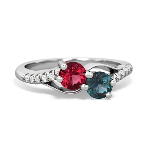 lab ruby-alexandrite two stone infinity ring