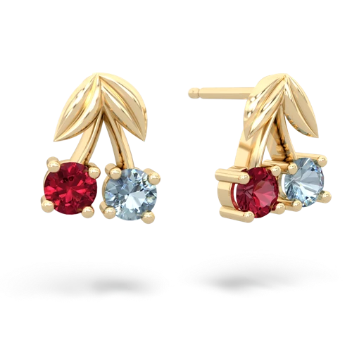 lab ruby-aquamarine cherries earrings