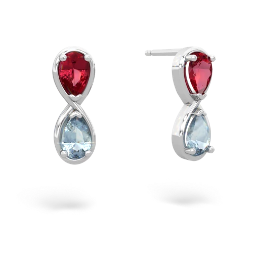 lab ruby-aquamarine infinity earrings