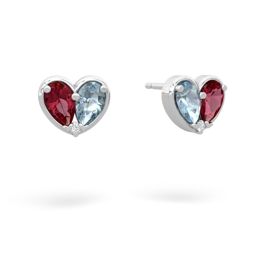 lab ruby-aquamarine one heart earrings