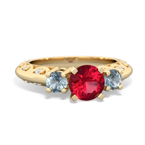 lab ruby-aquamarine engagement ring