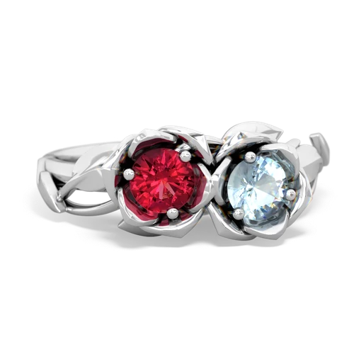 lab ruby-aquamarine roses ring