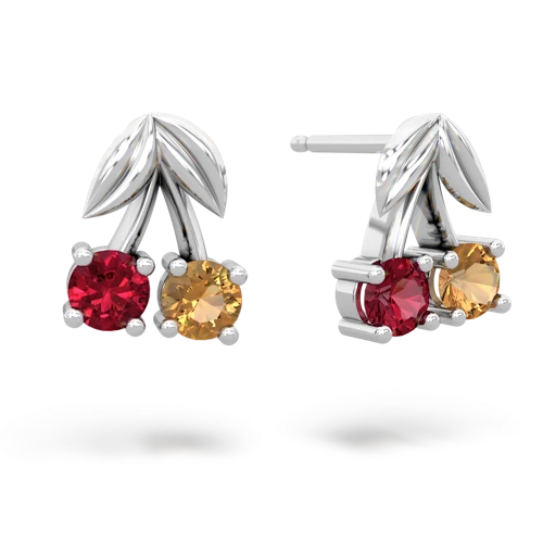 lab ruby-citrine cherries earrings