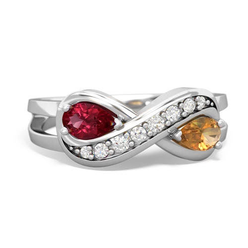 lab ruby-citrine diamond infinity ring