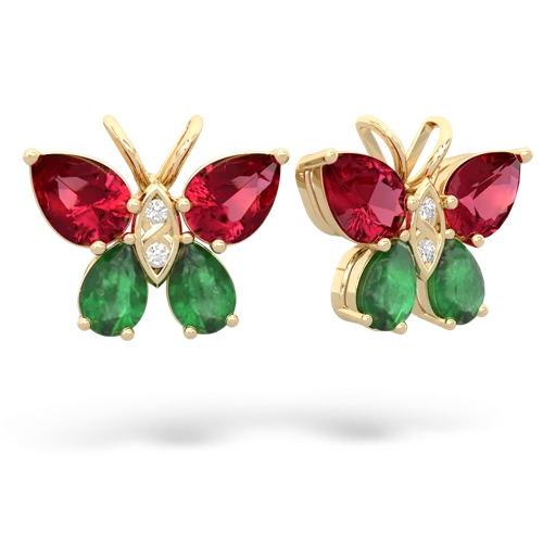 lab ruby-emerald butterfly earrings