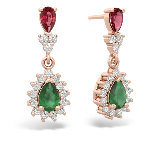lab ruby-emerald dangle earrings