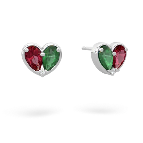 lab ruby-emerald one heart earrings