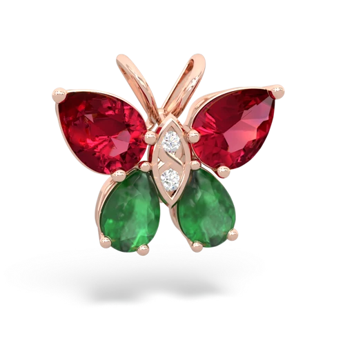 lab ruby-emerald butterfly pendant