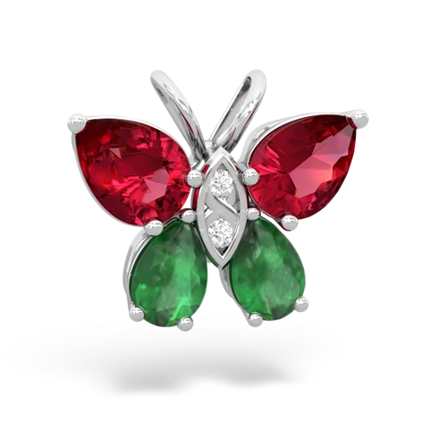 lab ruby-emerald butterfly pendant