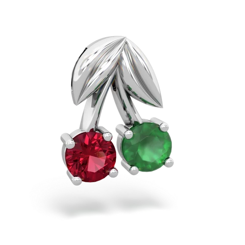 lab ruby-emerald cherries pendant