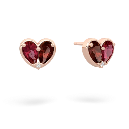 lab ruby-garnet one heart earrings