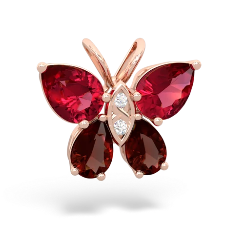 lab ruby-garnet butterfly pendant