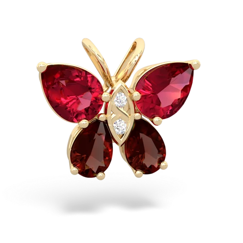 lab ruby-garnet butterfly pendant