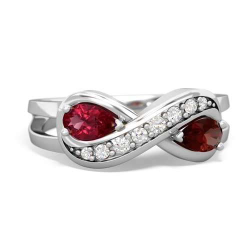 lab ruby-garnet diamond infinity ring