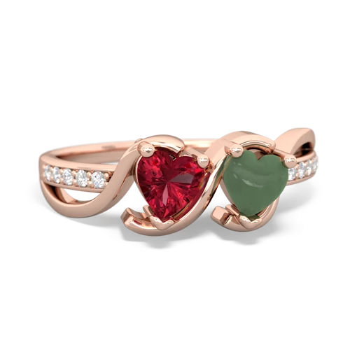 lab ruby-jade double heart ring