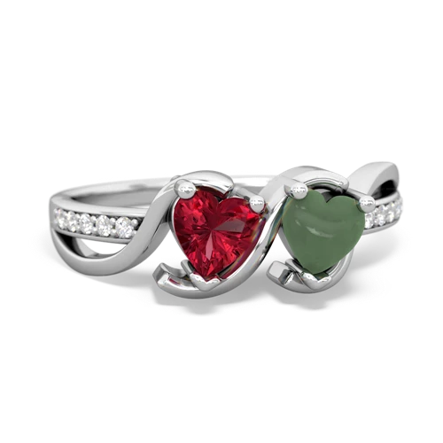 lab ruby-jade double heart ring