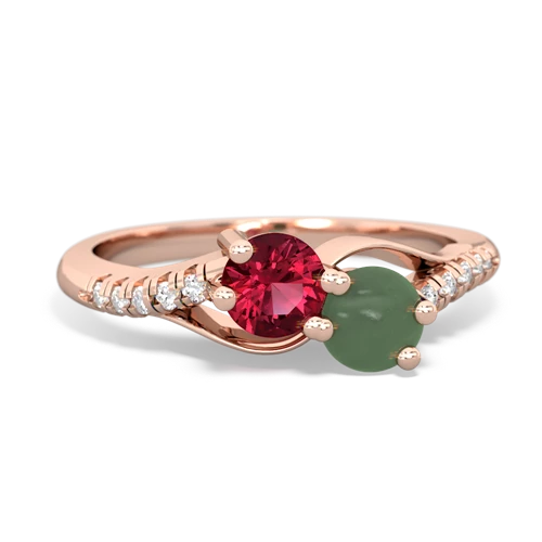 lab ruby-jade two stone infinity ring