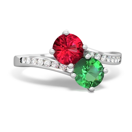 lab ruby-lab emerald two stone channel ring