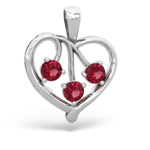 lab sapphire-pink sapphire love heart pendant