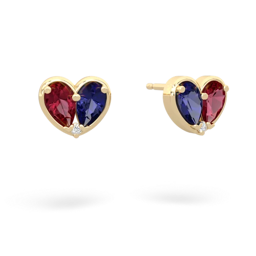 lab ruby-lab sapphire one heart earrings